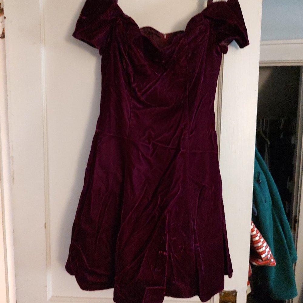 Vintage Paris sports club dress crushed burgundy velvet